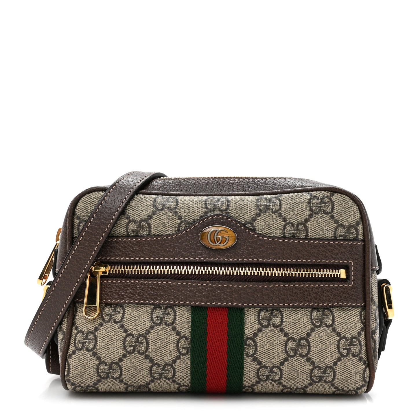 GG Supreme Monogram Web Mini Ophidia Shoulder Bag Brown