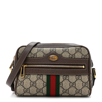 Gucci GG Supreme Monogram Web Mini Ophidia Shoulder Bag Brown 1 of 14