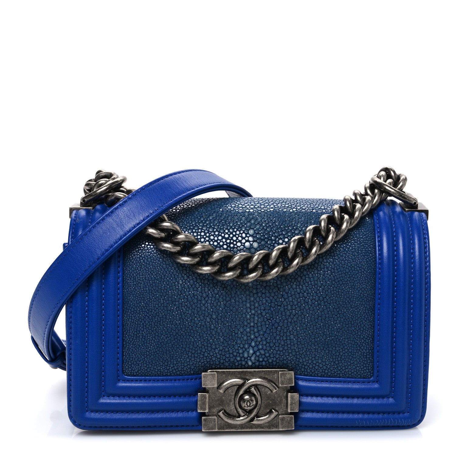 Chanel Galuchat Stingray Small Boy Flap Blue 1 of 10