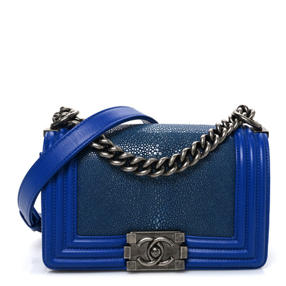 Chanel Galuchat Stingray Small Boy Flap Blue 1 of 10