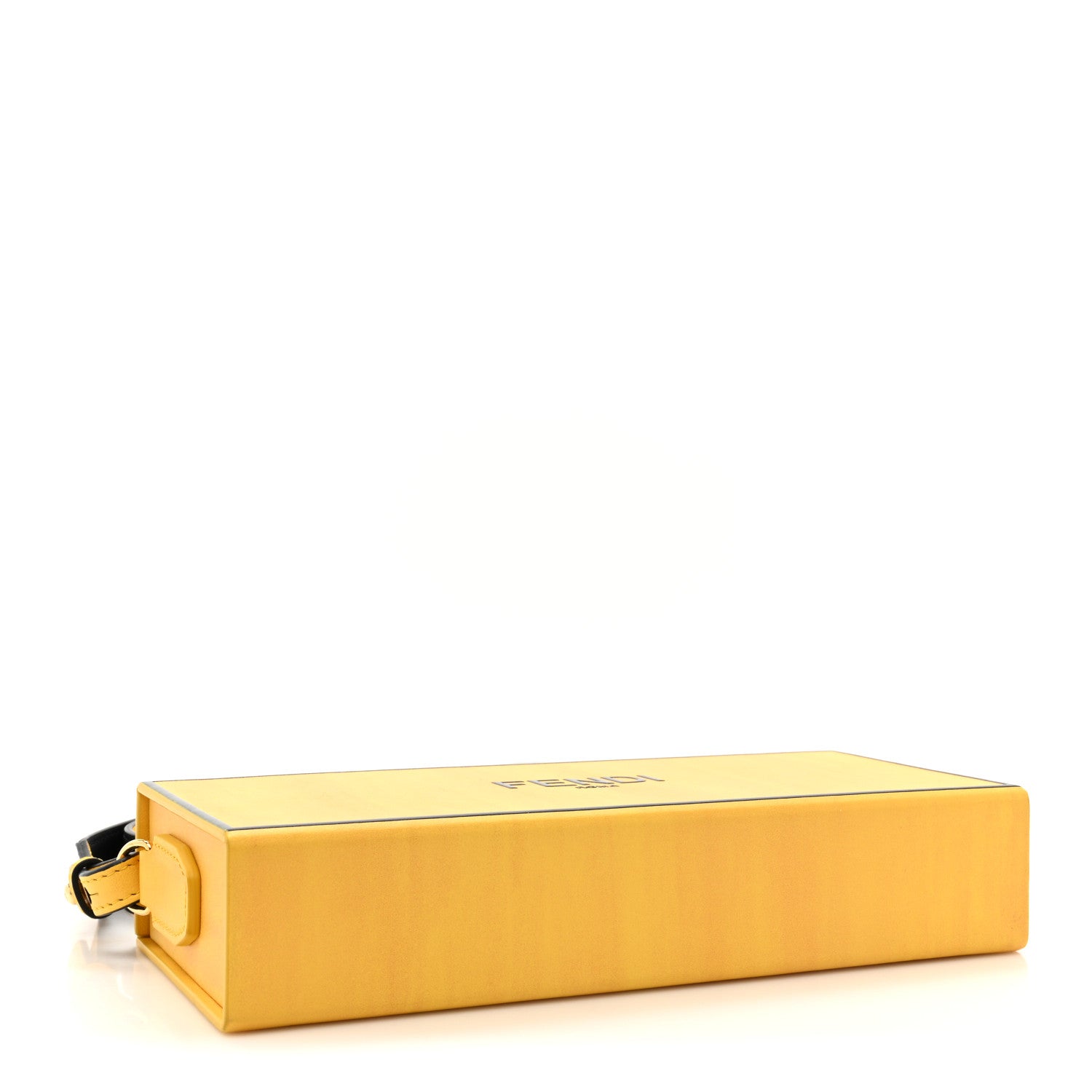 Fendi Vitello Fluffy Logo Horizontal Box Crossbody Bag Yellow Box Black 4 of 13