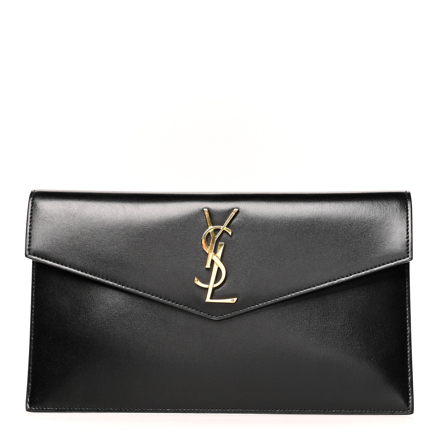 Saint Laurent Smooth Shiny Calfskin Monogram Uptown Pouch Black 1 of 9