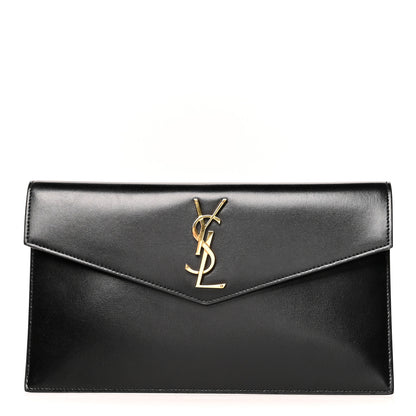 Saint Laurent Smooth Shiny Calfskin Monogram Uptown Pouch Black 1 of 9
