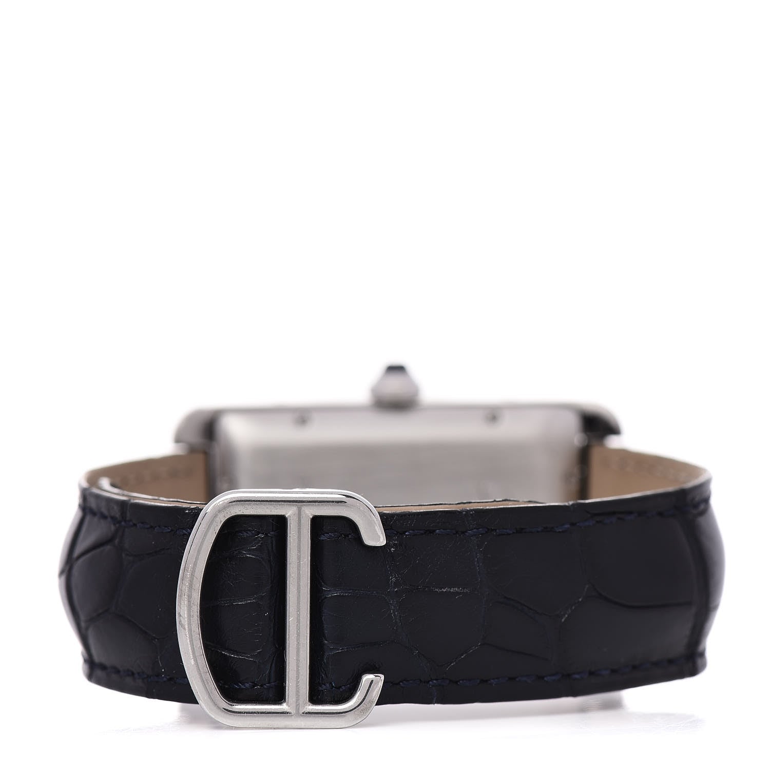 Cartier Stainless Steel Alligator 26mm Tank Americaine Automatic Watch Blue 4 of 8