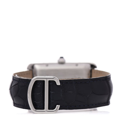 Cartier Stainless Steel Alligator 26mm Tank Americaine Automatic Watch Blue 4 of 8