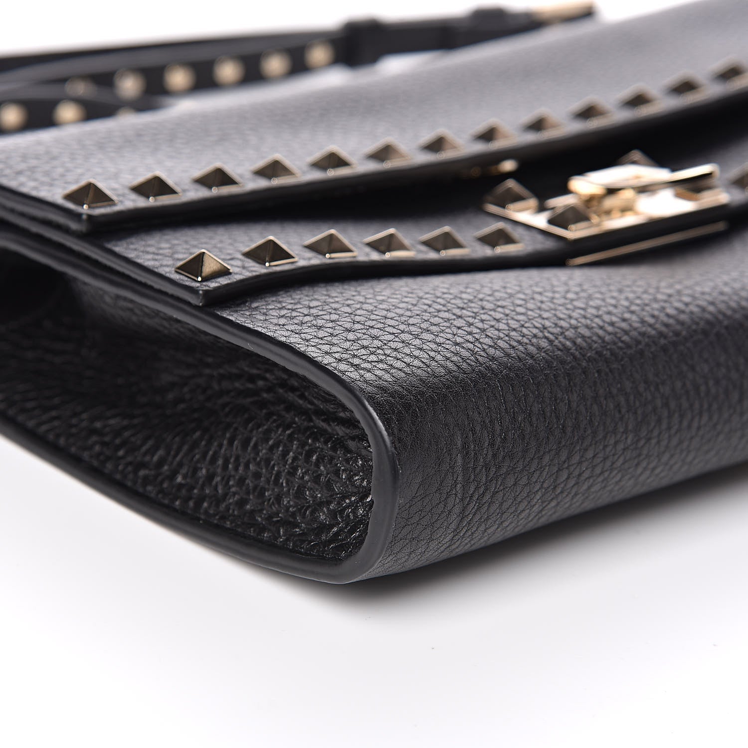 Valentino Garavani Grainy Calfskin Rockstud Double Flap Crossbody Bag Black 7 of 10