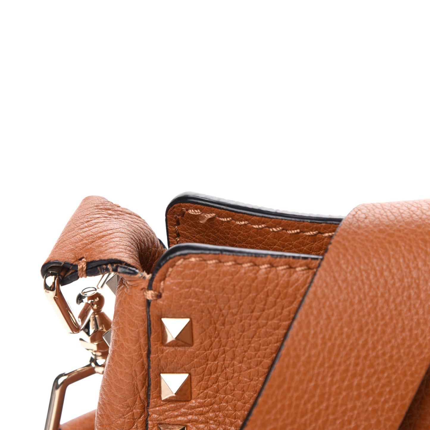 Pebbled Calfskin Small Rockstud Flip-Lock Messenger Bag Light Cuir