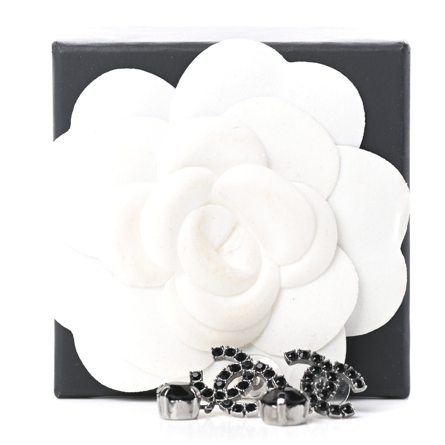 Ruthenium Crystal CC Drop Earrings Black