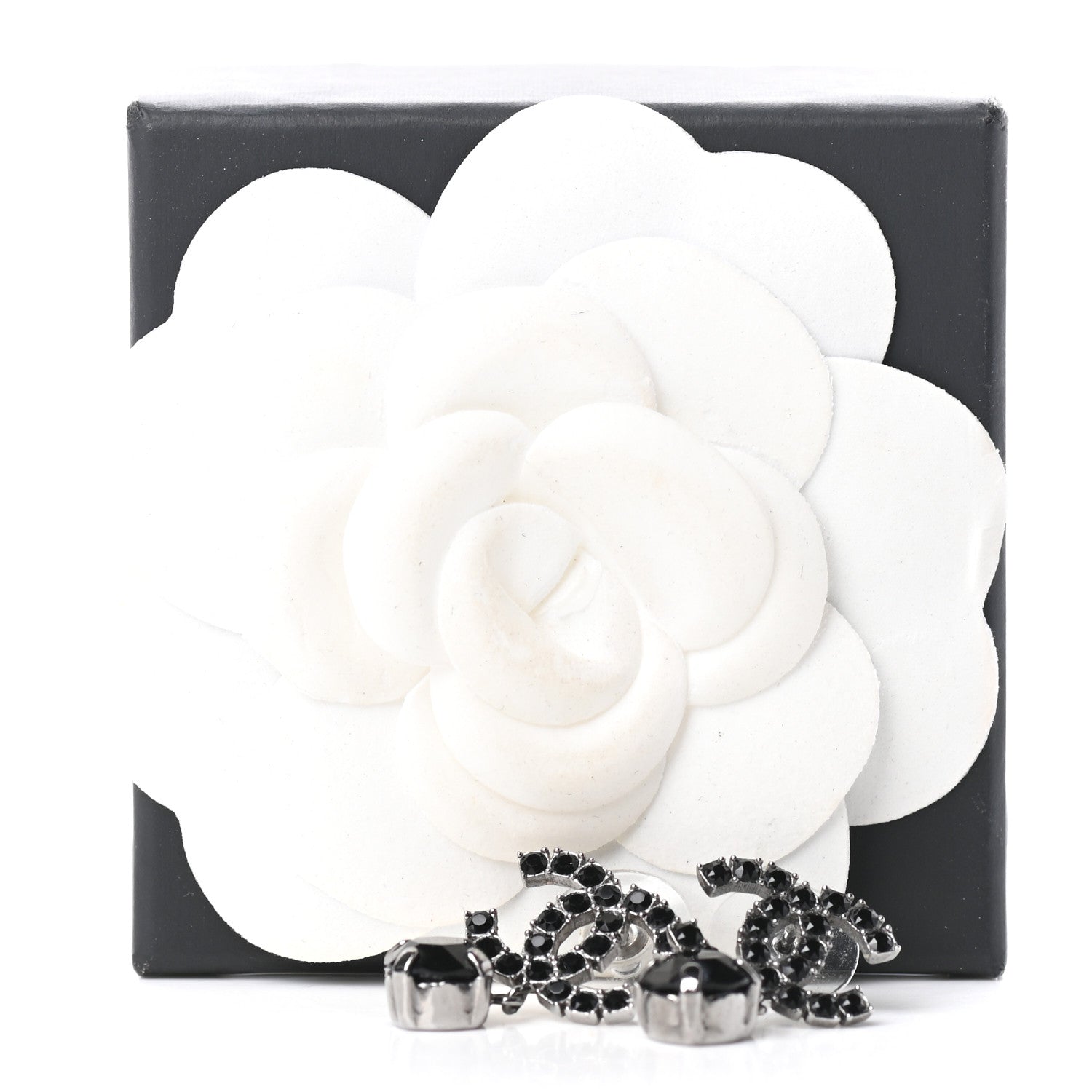 Chanel Ruthenium Crystal CC Drop Earrings Black 5 of 5