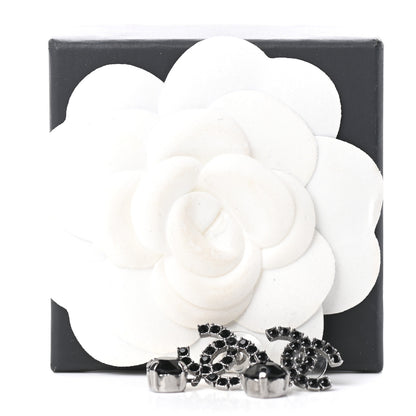 Chanel Ruthenium Crystal CC Drop Earrings Black 5 of 5