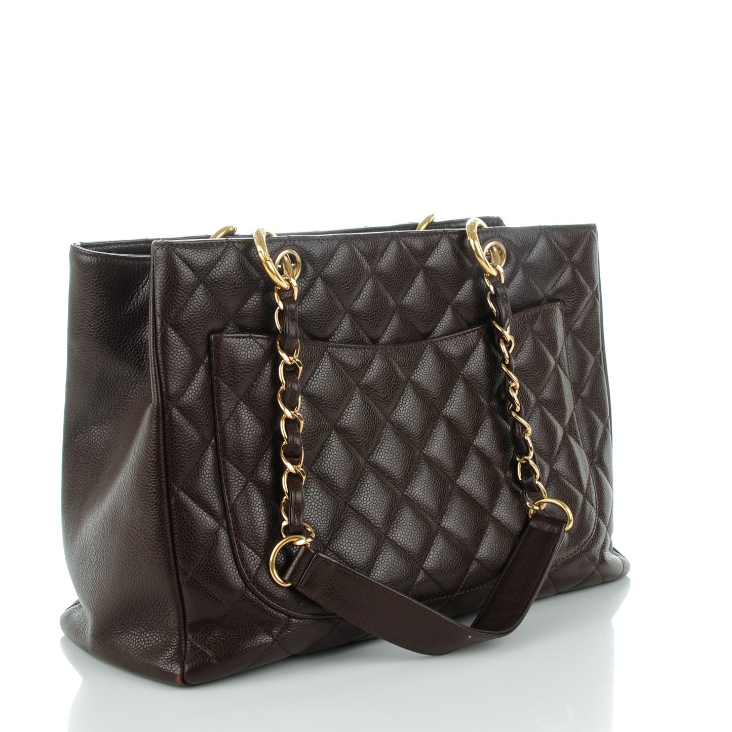 Caviar Quilted Grand Shopping Tote GST Dark Brown
