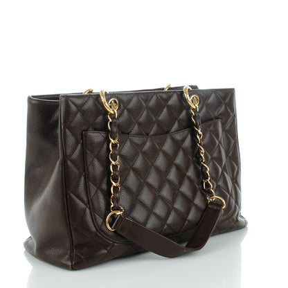 Chanel Caviar Quilted Grand Shopping Tote GST Dark Brown 3 of 7