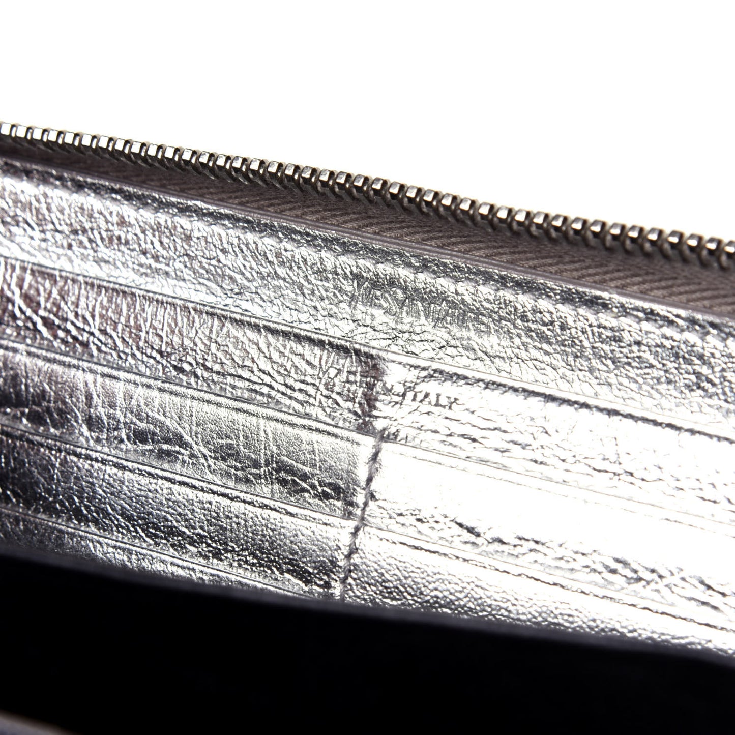 Metallic Calfskin Belle De Jour Zip Around Wallet Moon