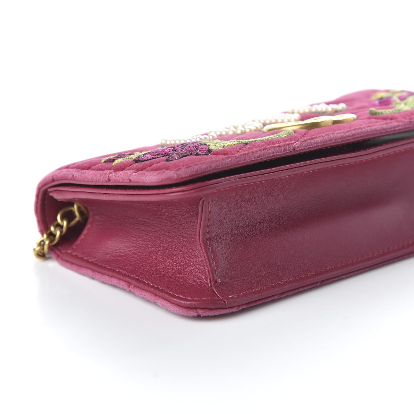 Velvet Matelasse Love Embroidered GG Marmont Mini Bag Light Raspberry Rose