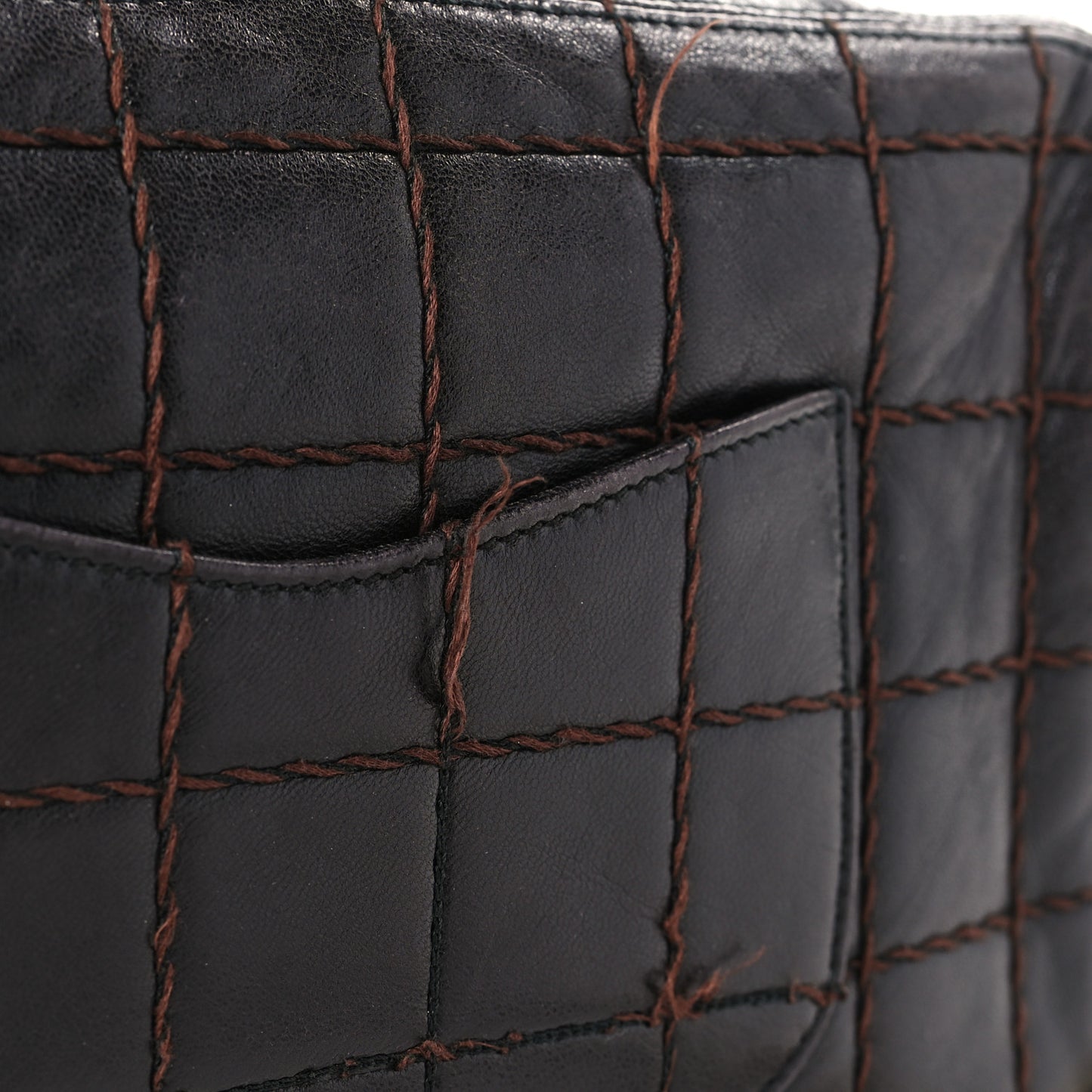 Lambskin Quilted Chocolate Bar Camera Case Black