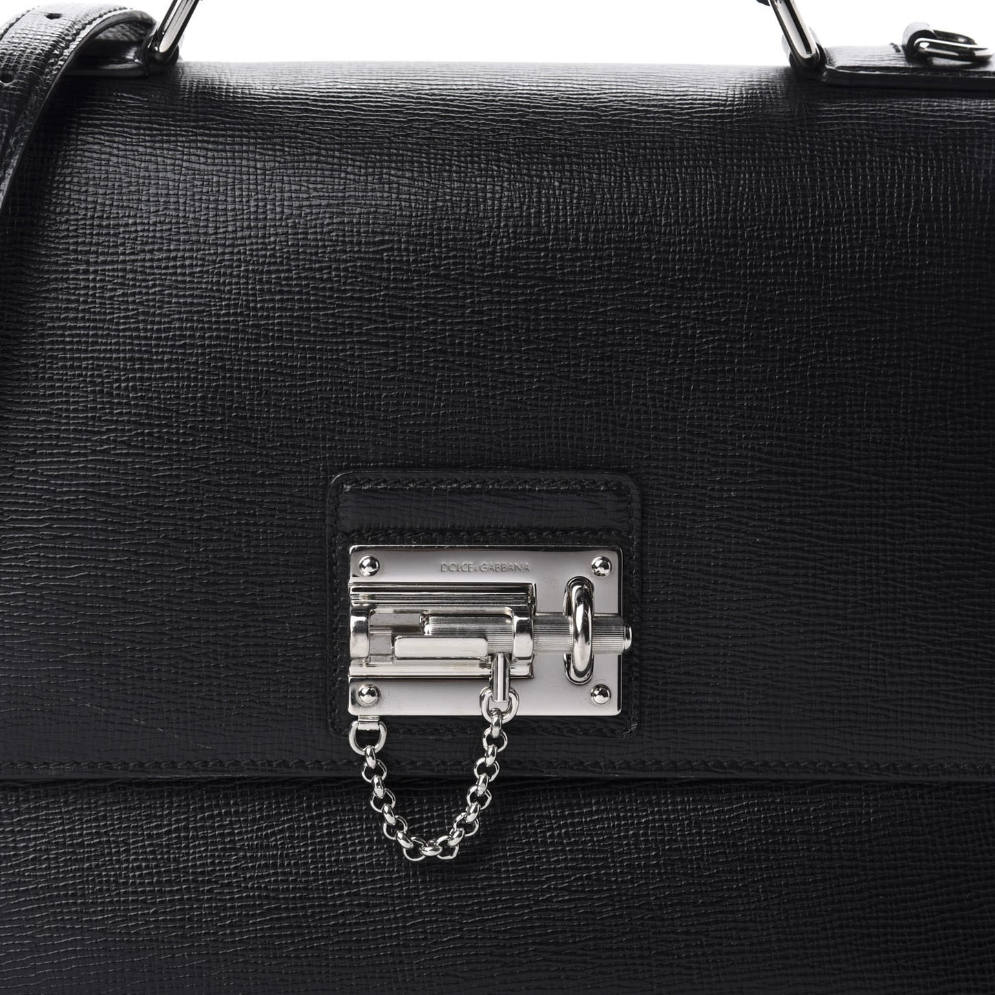 Calfskin Embossed Large Monica Top Handle Bag Black
