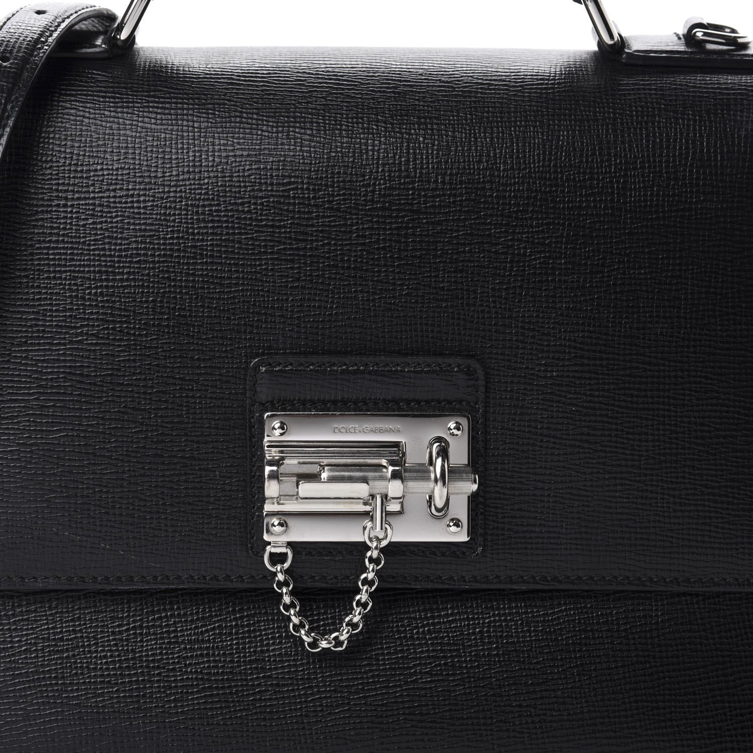 Dolce & Gabbana Calfskin Embossed Large Monica Top Handle Bag Black 11 of 11