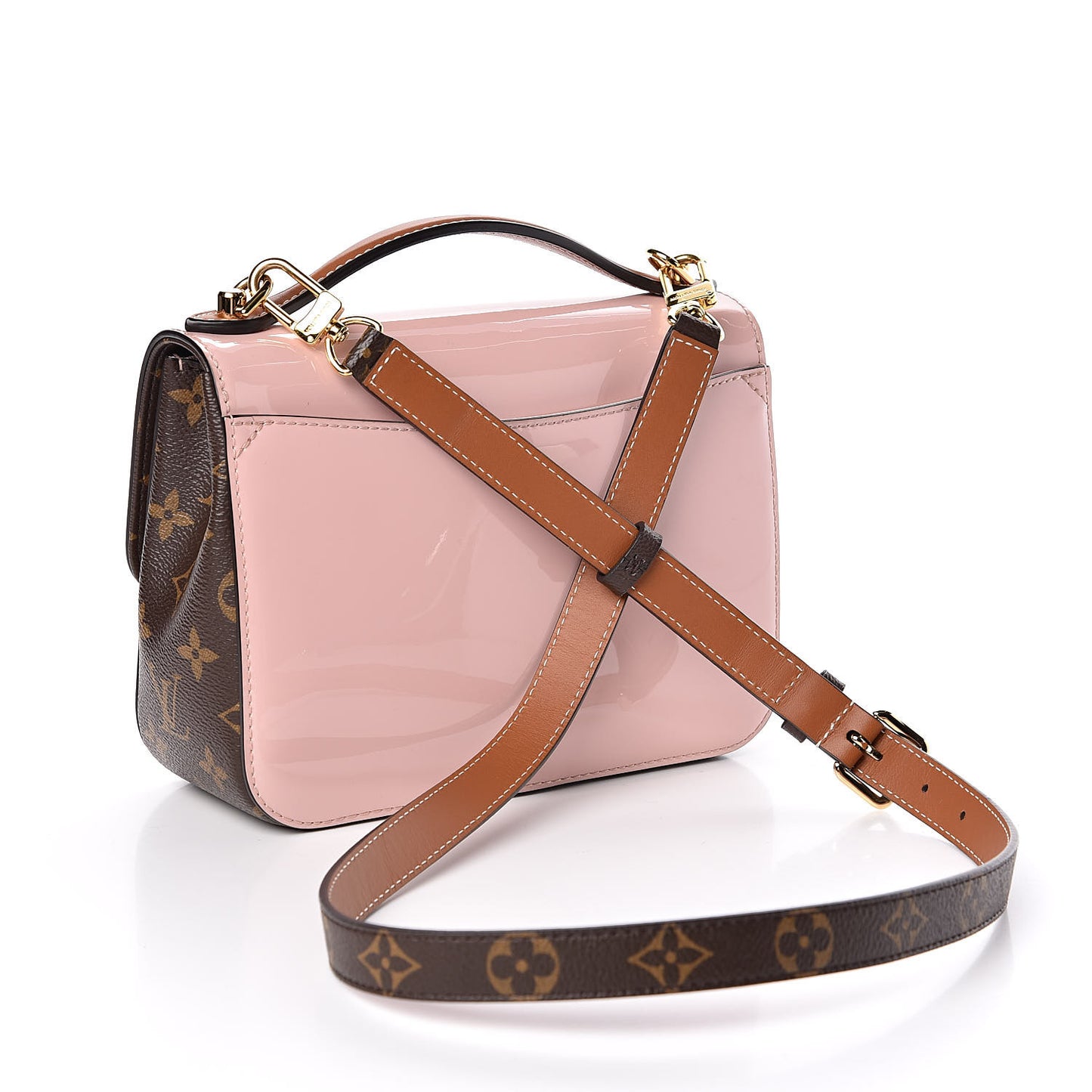 Patent Calfskin Monogram Cherrywood BB Rose Ballerine