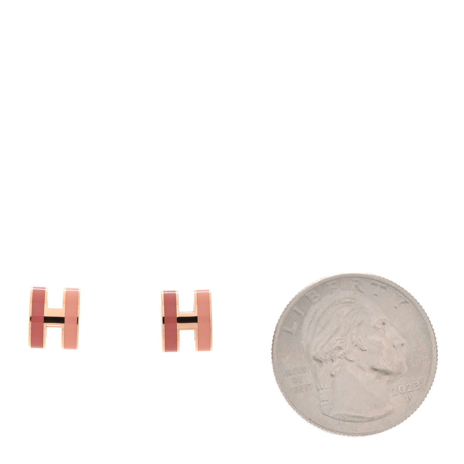 Hermes Rose Gold Lacquered Mini Pop H Rocabar Earrings Beaute 2 of 5