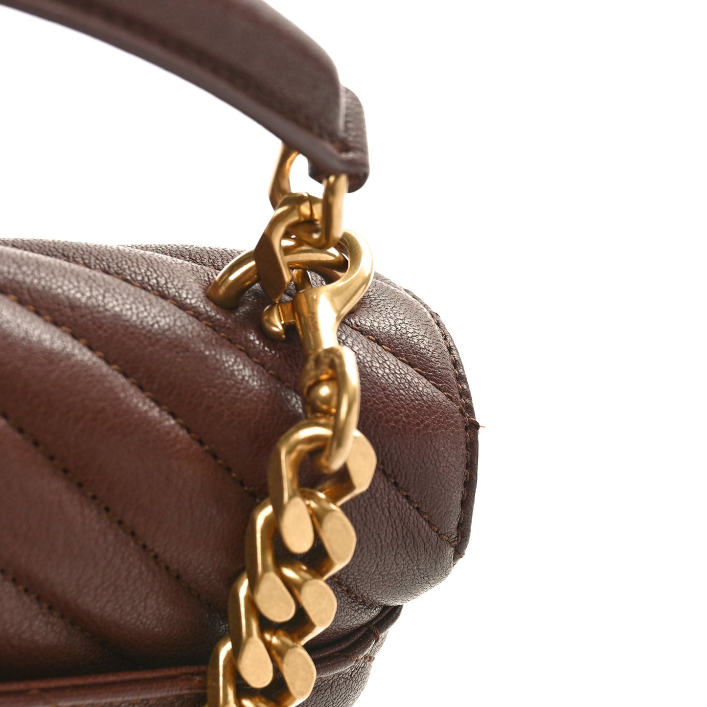Calfskin Matelasse Chevron Monogram Medium College Bag Brick
