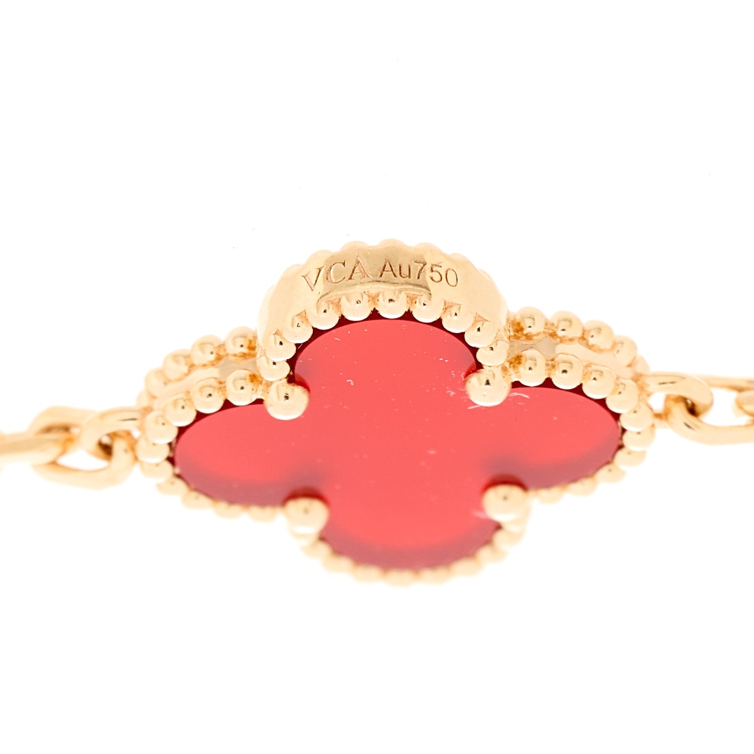 Van Cleef & Arpels 18K Rose Gold Carnelian 5 Motifs Guilloche Vintage Alhambra Bracelet 4 of 5