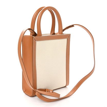 Celine Canvas Calfskin Mini Vertical Cabas Natural Tan 3 of 8