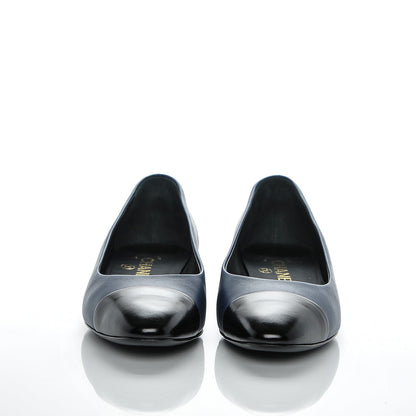 Chanel Lambskin Cap Toe Ballerina Flats 36 Navy Black 2 of 6