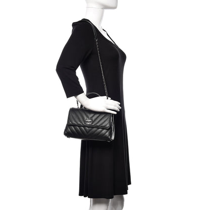 Chanel Caviar Chevron Quilted Mini Coco Handle Flap Black 2 of 11