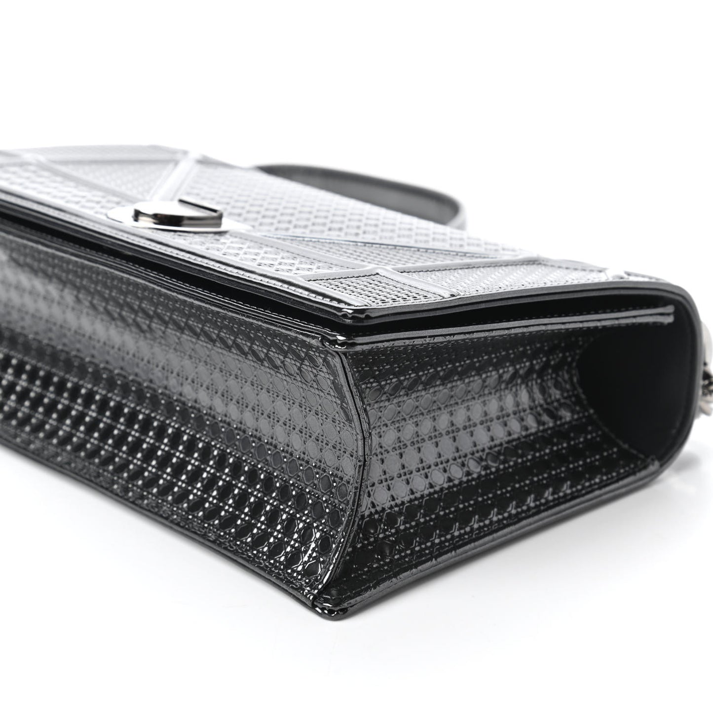 Metallic Patent Micro-Cannage Medium Diorama Flap Bag Onyx Black