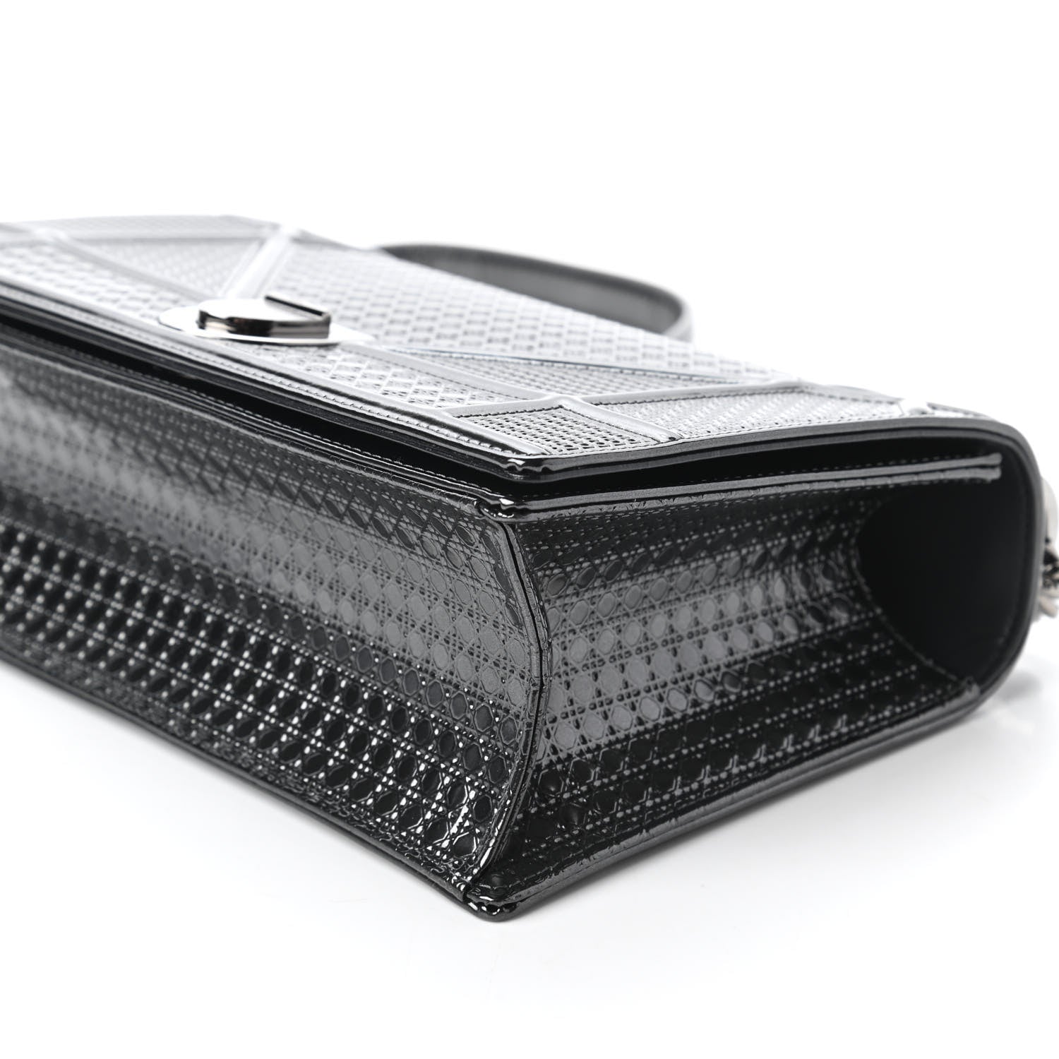 Christian Dior Metallic Patent Micro-Cannage Medium Diorama Flap Bag Onyx Black 7 of 10