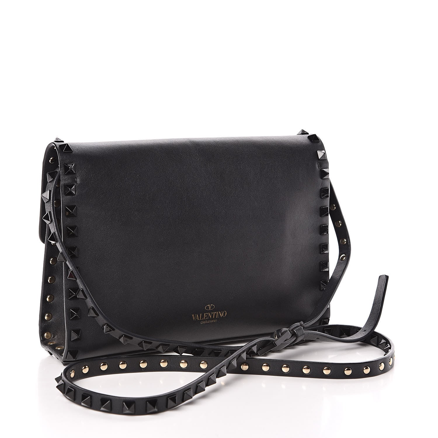 Valentino Garavani Vitello Monochrome Medium Rockstud Flip Lock Crossbody Bag Black 3 of 10