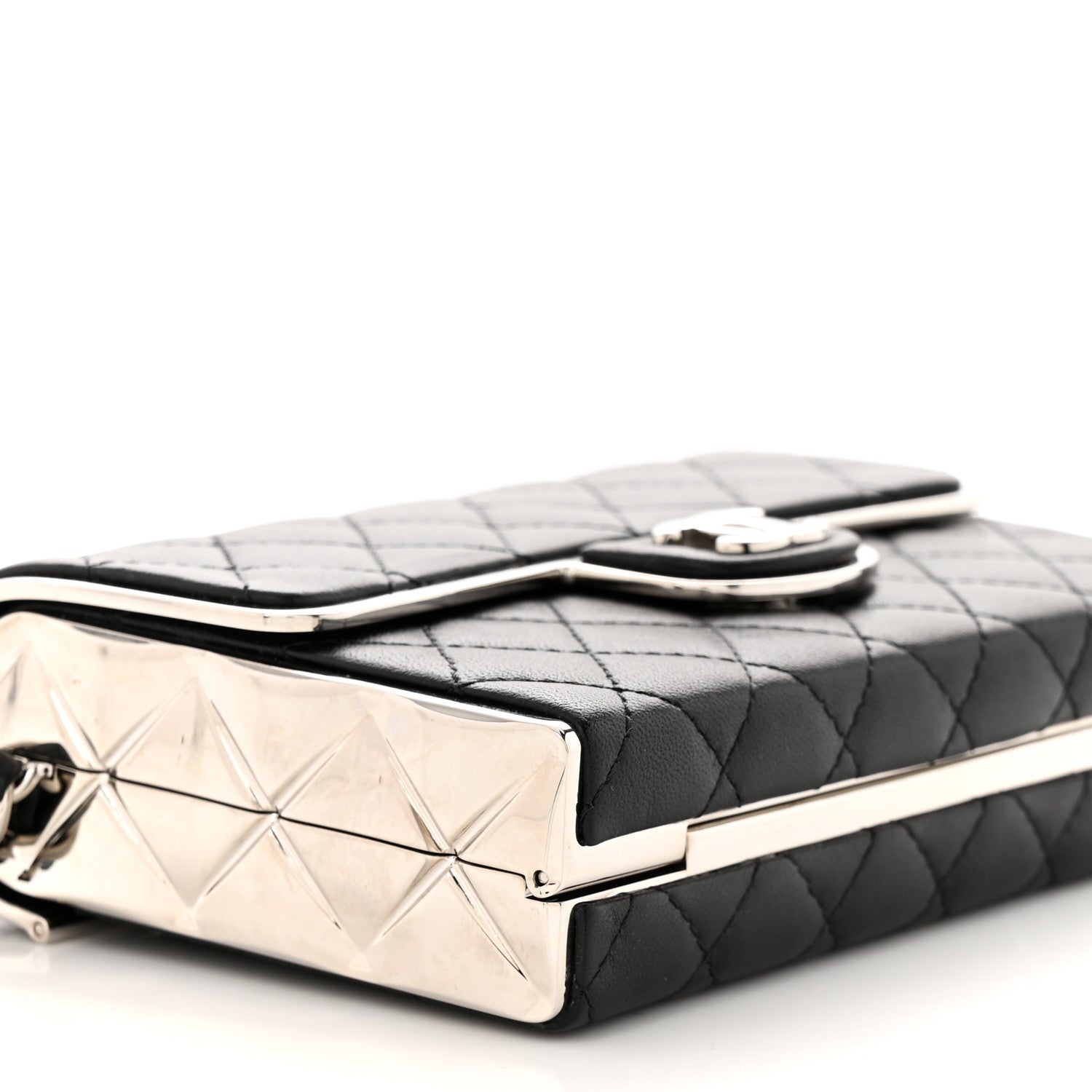 Chanel Lambskin Metal Quilted Small Evening Bag With Chain Black 9 of 11