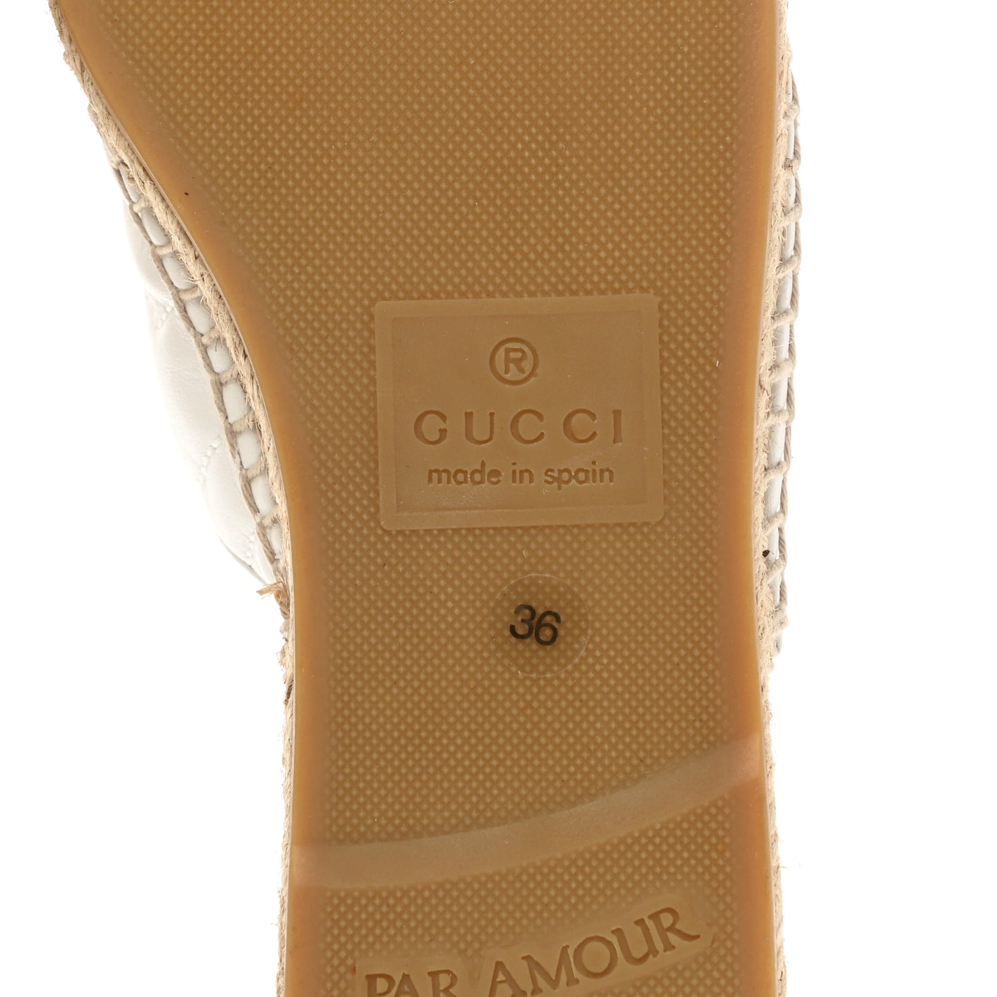 Nappa Matelasse GG Marmont Espadrille Slippers 36 Great White