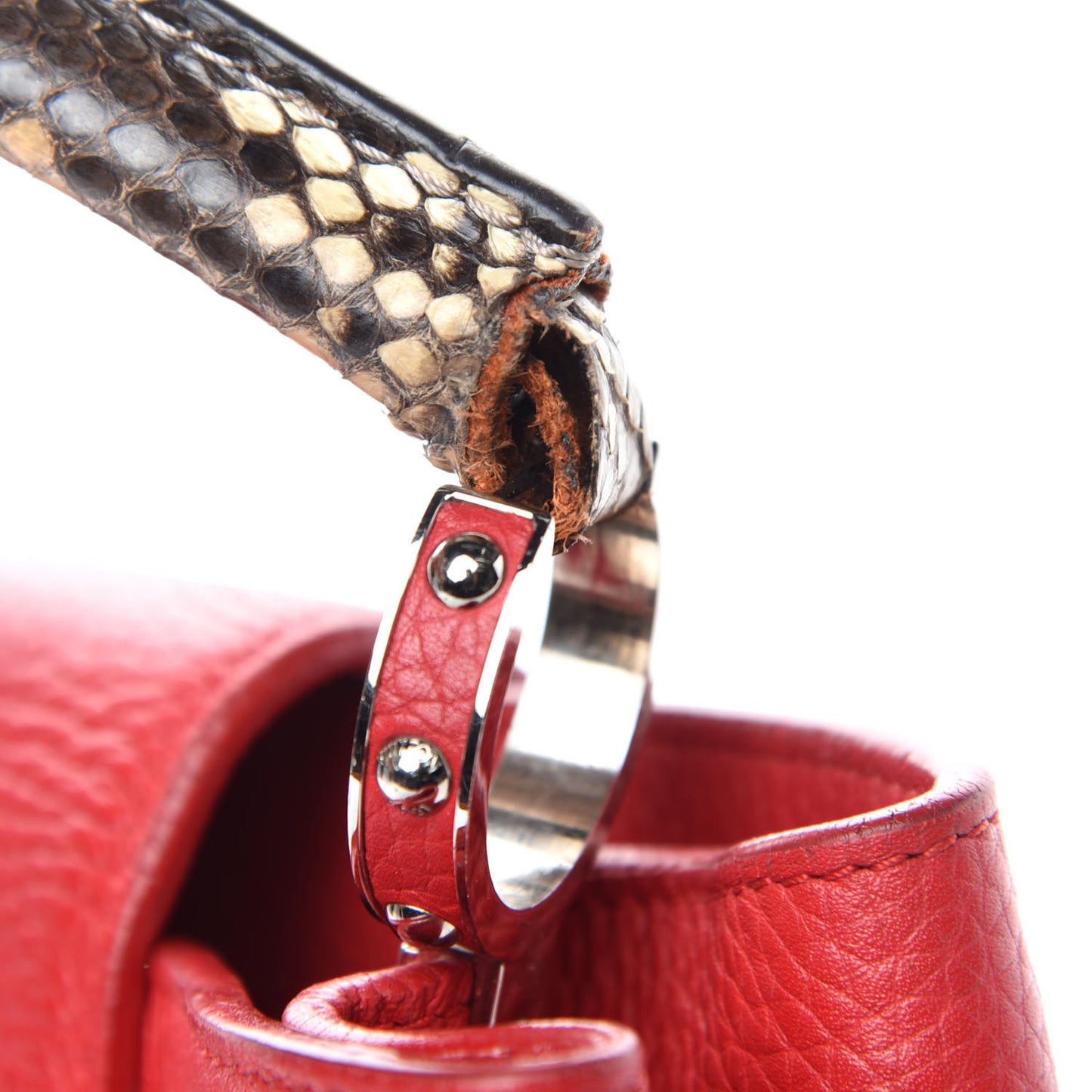 Taurillon Snakeskin Capucines MM Rubis