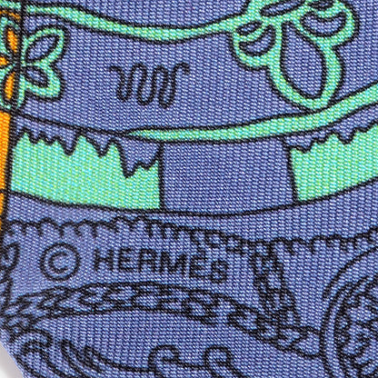 Hermes Silk Tours de Cles Twilly Noir Fuchsia Vert 5 of 6