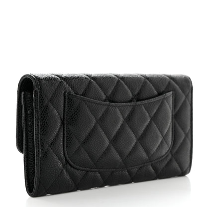 Chanel Caviar Quilted Large Gusset Flap Wallet Black 3 of 8