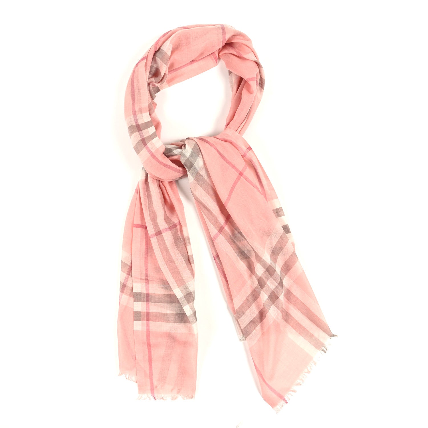 Burberry Silk Wool Gauze Giant Check Scarf Pink 1813368 – FASHIONPHILE