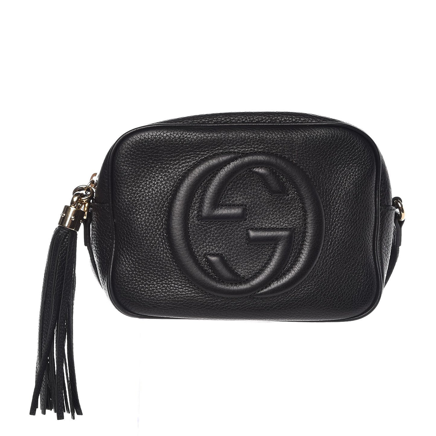 Pebbled Calfskin Small Soho Disco Bag Black