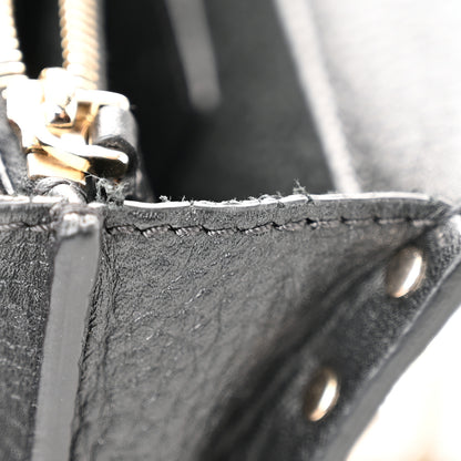 Valentino Garavani Pebbled Calfskin Rockstud Wallet On Chain Black 11 of 13