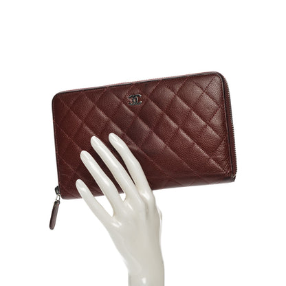 Chanel Caviar Quilted Large Zip Around Organizer Wallet Dark Red 2 of 13
