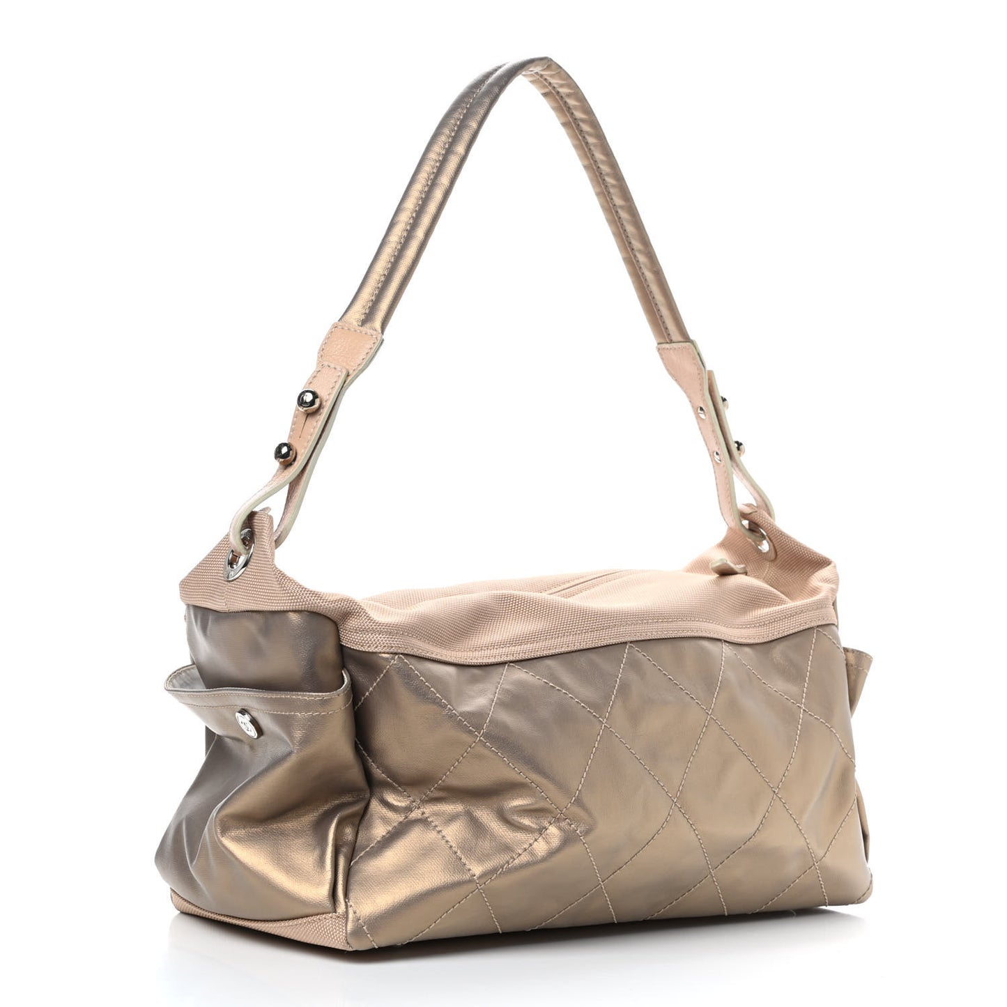 Coated Canvas Paris Biarritz Hobo Gold