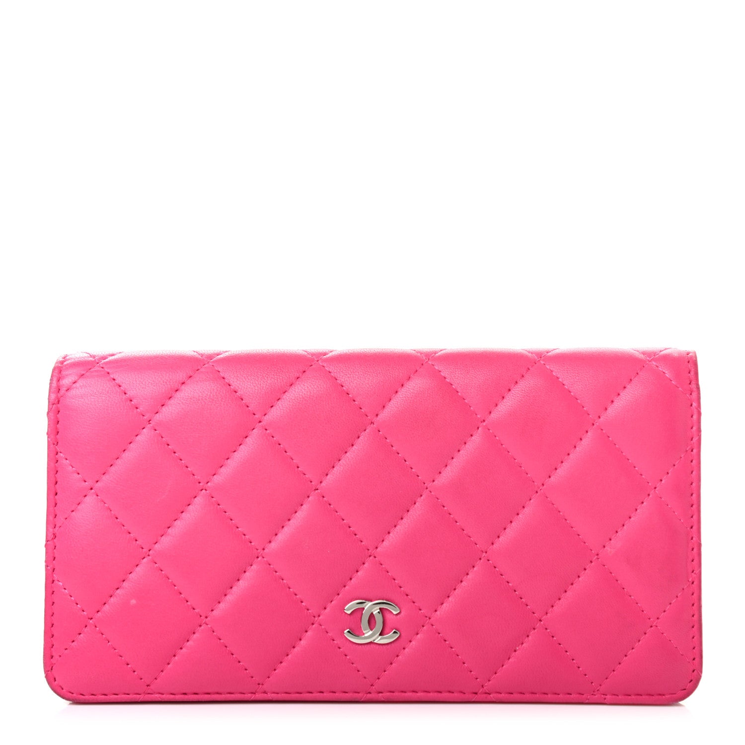 Chanel Lambskin Quilted Yen Wallet Fuchsia 1 of 13