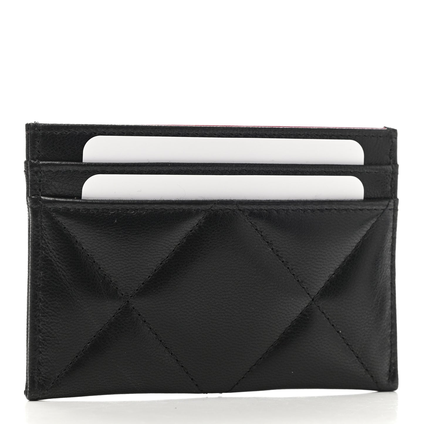 Lambskin Quilted Chanel 19 Card Holder Black