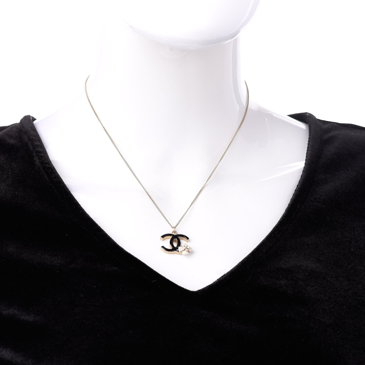 Chanel Enamel CC Camelia Necklace Gold Black 2 of 4