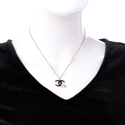 Chanel Enamel CC Camelia Necklace Gold Black 2 of 4