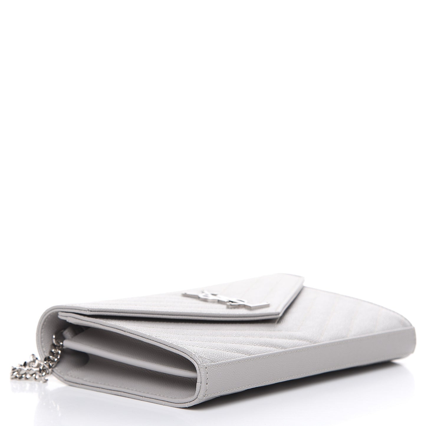 Grain De Poudre Matelasse Chevron Monogram Chain Wallet Granite