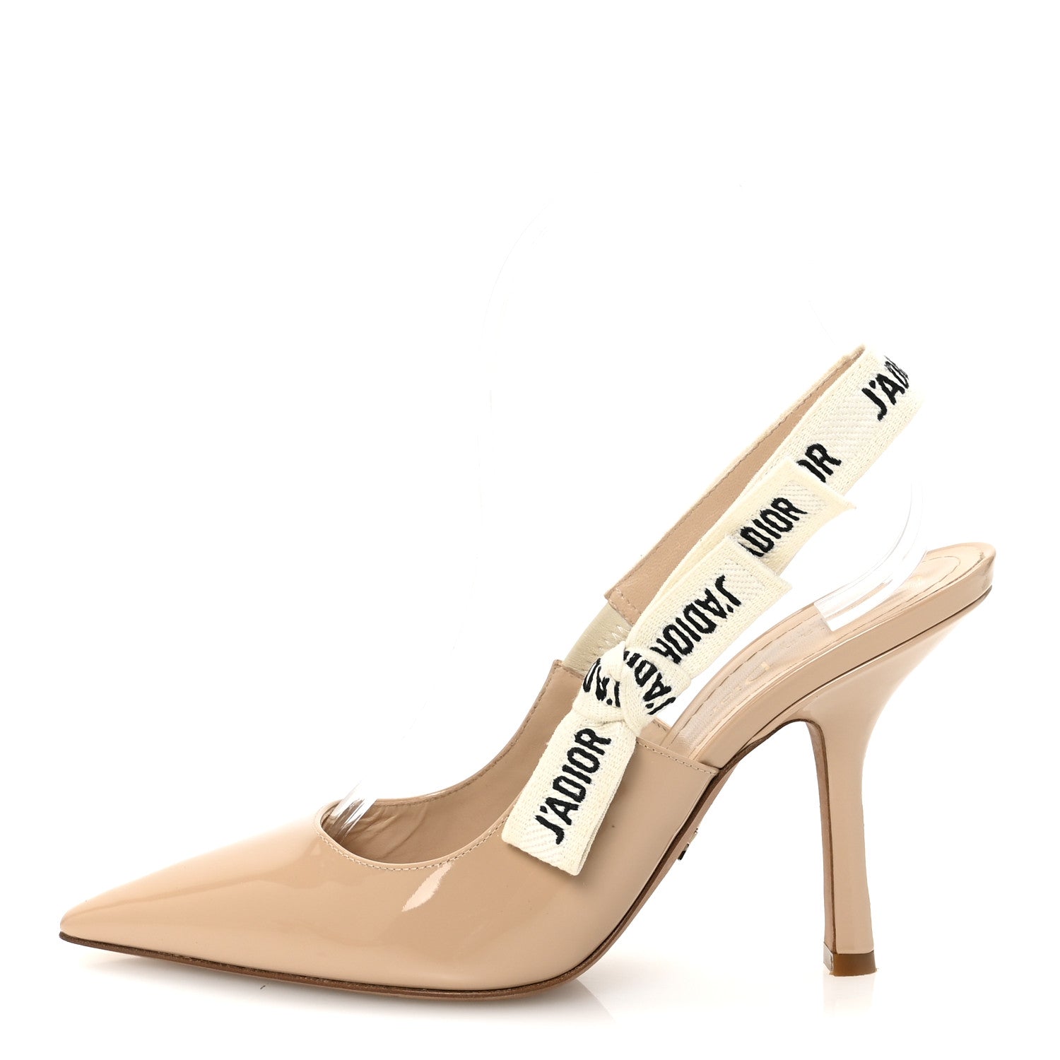 Christian Dior Patent Ribbon J'Adior Slingback 100mm Pumps 37.5 Nude 1 of 10