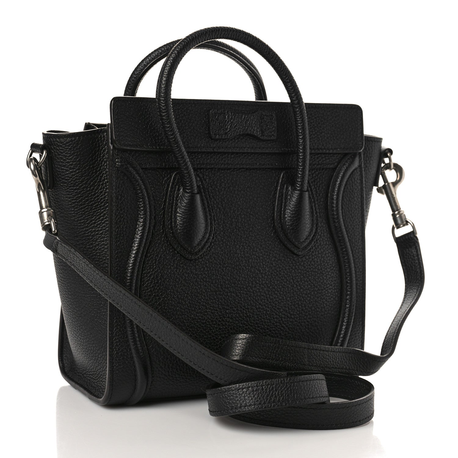 Celine Drummed Calfskin Nano Luggage Black 2 of 8