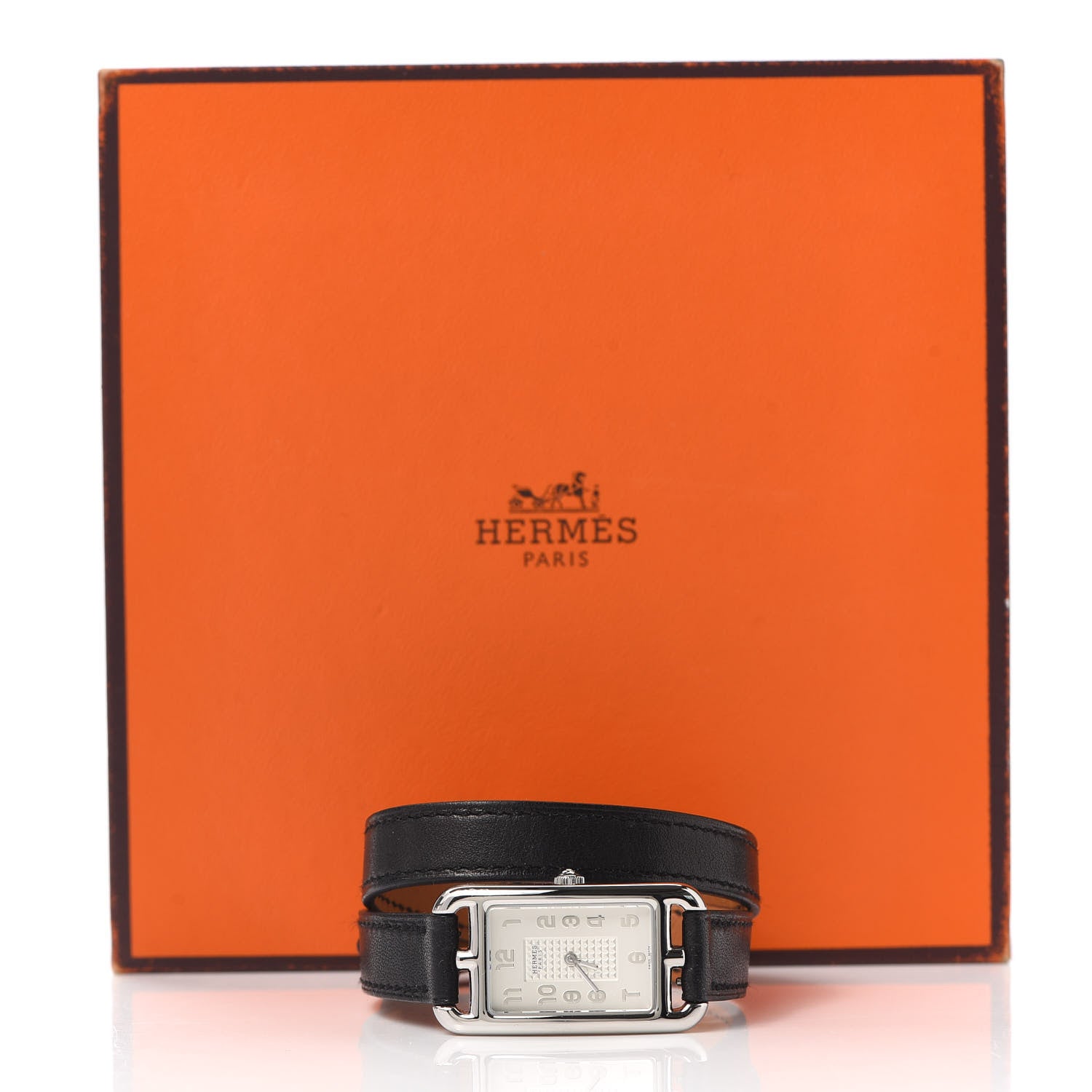 Hermes Stainless Steel Barenia 20mm Nantucket Double Tour Quartz Watch Noir 6 of 6