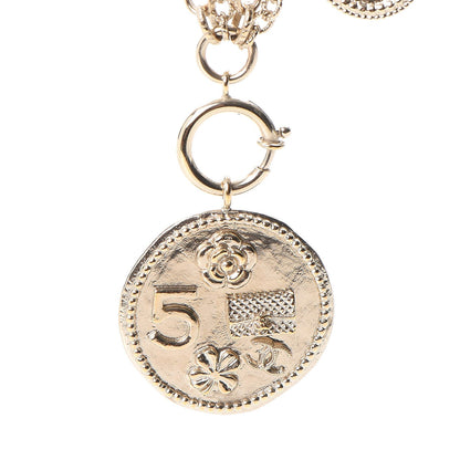 Chanel CC Coco Camellia Coin Necklace Gold 4 of 12